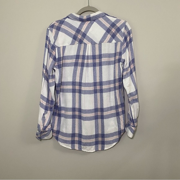 Rails Hunter Flannel Long Sleeve Button Down White Slate Rose White Pink Medium - Picture 4 of 6